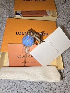 Lollipop Keychain Baby Blue LV Gold Tone! 3 Colors Available